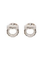 Salvatore Ferragamo Leather Detail Cufflinks - Silver