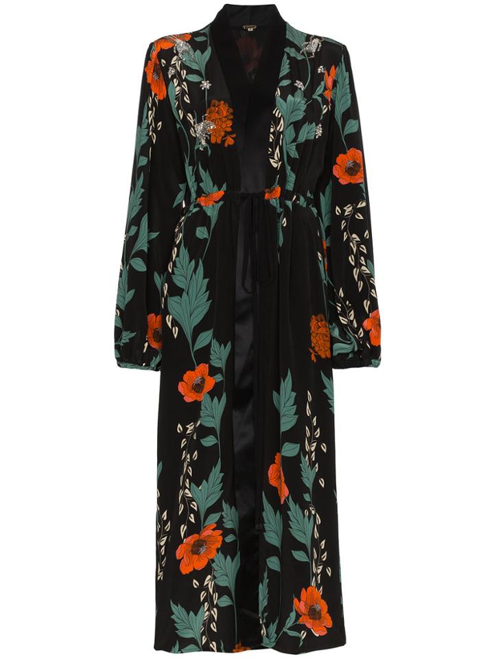 Johanna Ortiz Iman Silk Floral Kimono - Black