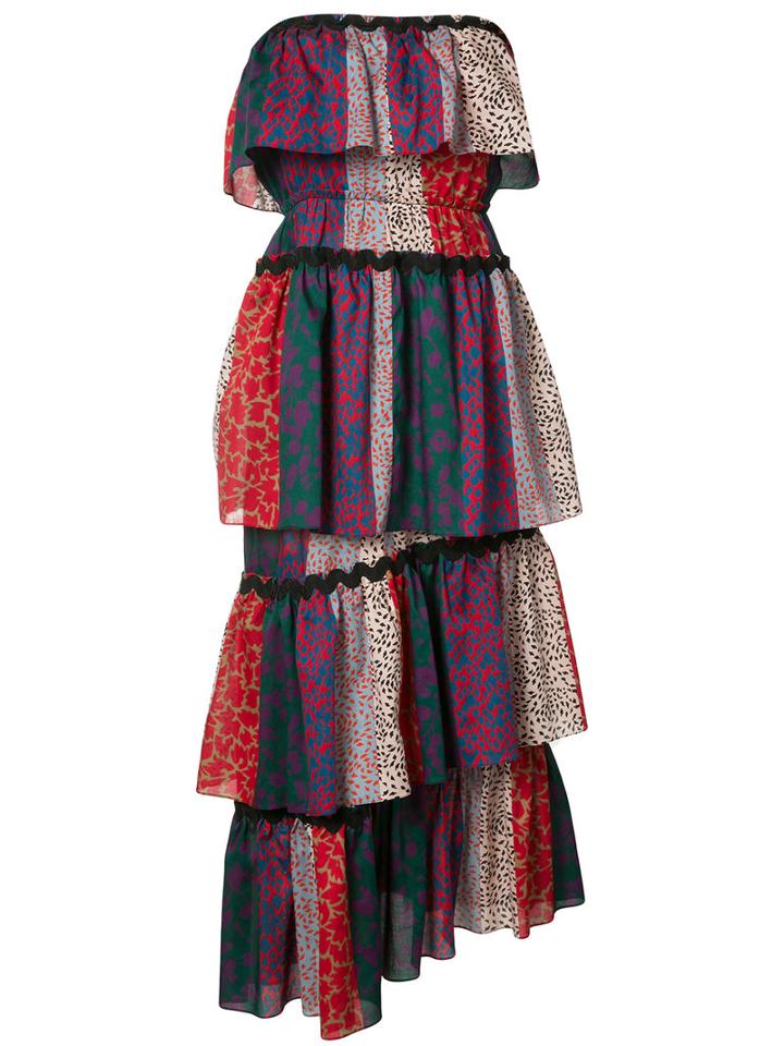 Sonia Rykiel Strapless Multi-print Dress, Women's, Size: 38, Cotton
