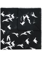 Saint Laurent - Bird Print Scarf - Women - Wool - One Size, Black, Wool