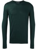 Dolce & Gabbana Crew Neck Sweater, Men's, Size: 50, Green, Silk
