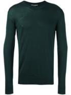 Dolce & Gabbana Crew Neck Sweater, Men's, Size: 50, Green, Silk