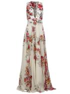 Zuhair Murad Floral Print Flared Gown - White