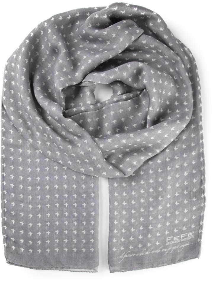 Fefè Butterflies Patterned Tubular Scarf - Grey