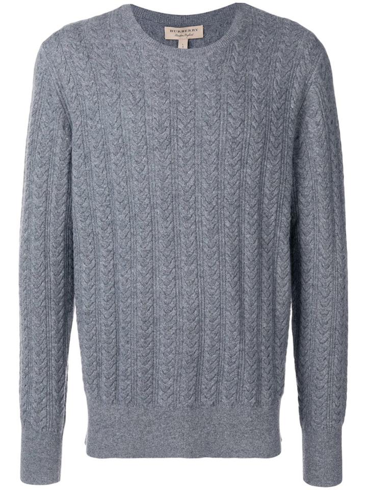 Burberry Cashmere Braided Knit Sweater - Grey