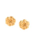Chanel Vintage Camellia Clip-on Earrings - Gold