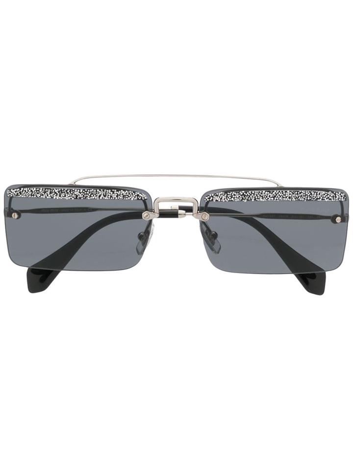 Miu Miu Eyewear Rectangular Frame Sunglasses - Black
