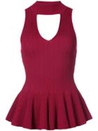 Jonathan Simkhai Ruffled Cut Out Sleeveless Top - Red