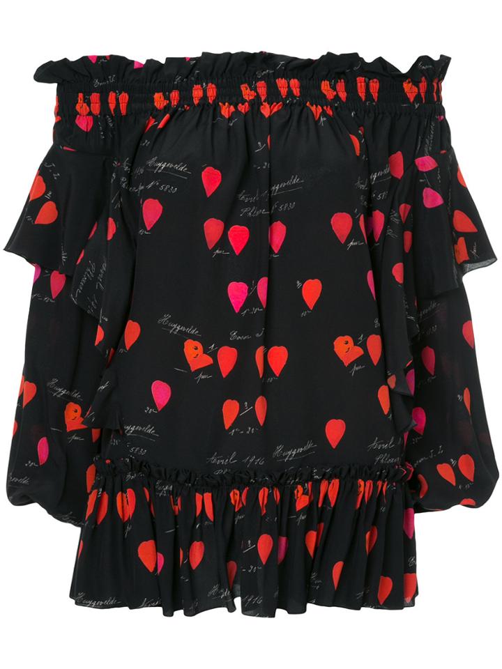 Alexander Mcqueen Off-shoulder Petal Print Top - Black