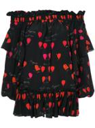 Alexander Mcqueen Off-shoulder Petal Print Top - Black