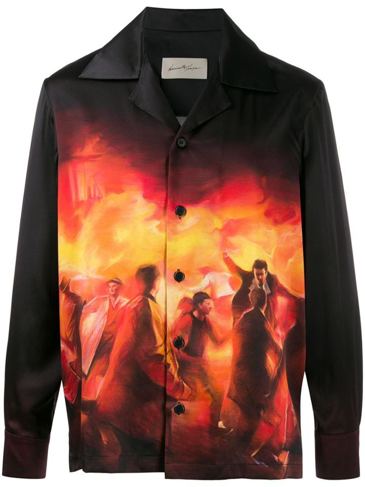 Necessity Sense Printed Silk Shirt - Black