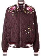 Dolce & Gabbana Embroidered Bomber Jacket - Pink & Purple