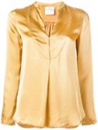 Forte Forte Band Collar Shirt, Women's, Size: I, Yellow/orange, Viscose/cupro