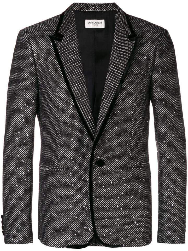 Saint Laurent Sequin Embroidered Blazer - Black