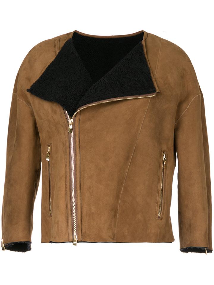 Astraet Zip Up Cropped Coat - Brown