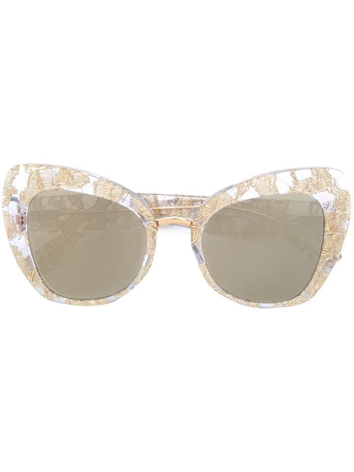 Dolce & Gabbana Eyewear Lace Oversized Cat-eye Sunglasses - Metallic
