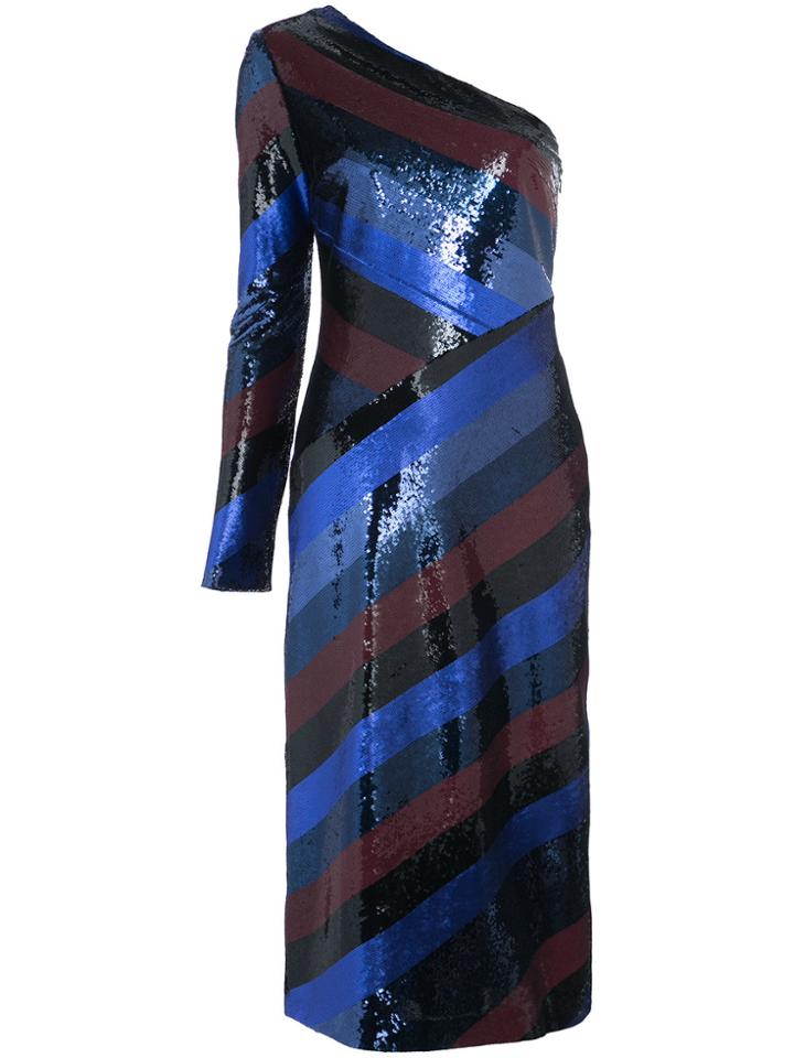 Dvf Diane Von Furstenberg One Shoulder Bias Sequin Dress - Multicolour