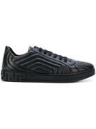 Versace Quilted Greek Key Sneakers - Black