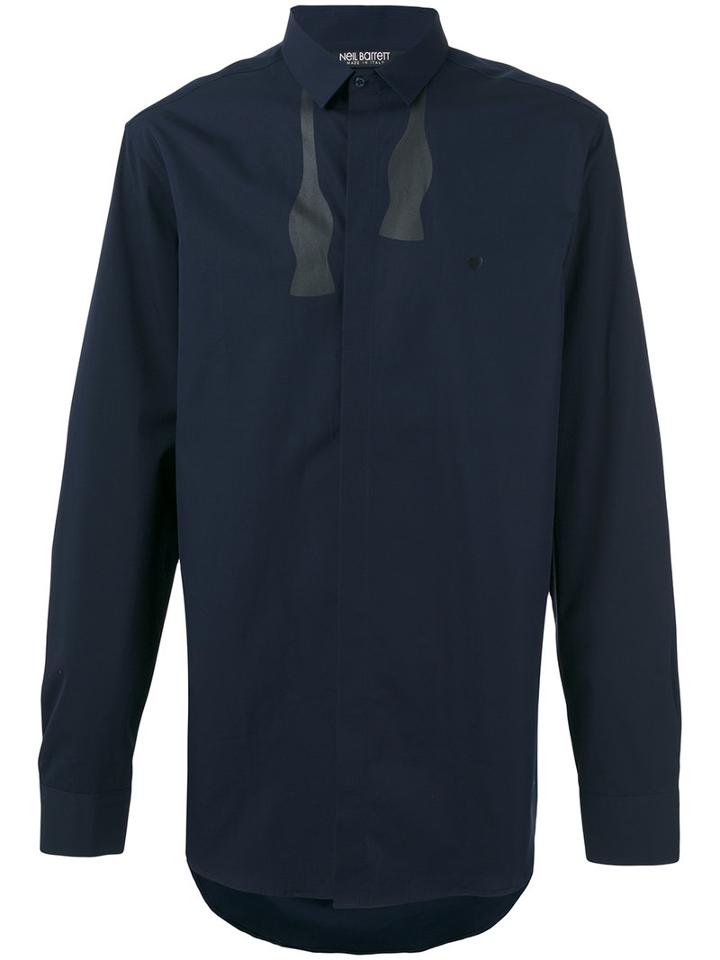 Neil Barrett - Untied Bow Print Shirt - Men - Cotton - 42, Blue, Cotton