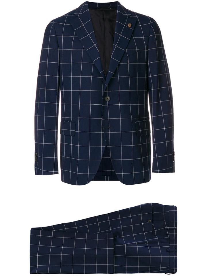 Gabriele Pasini Grid Print Suit - Blue