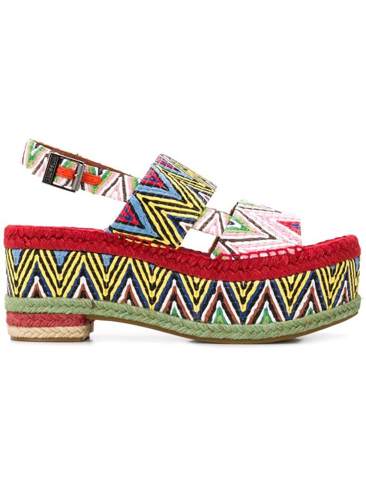 Missoni Zigzag Print Platform Sandals - Pink