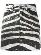 Marc Jacobs Distressed Zebra Print Mini Skirt - Grey