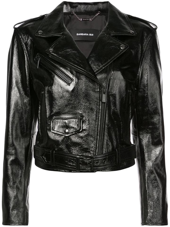 Barbara Bui Patent Biker Jacket - Black