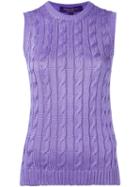 Ralph Lauren Purple Cable Knit Crew Neck Tank Top, Women's, Size: S, Pink/purple, Silk