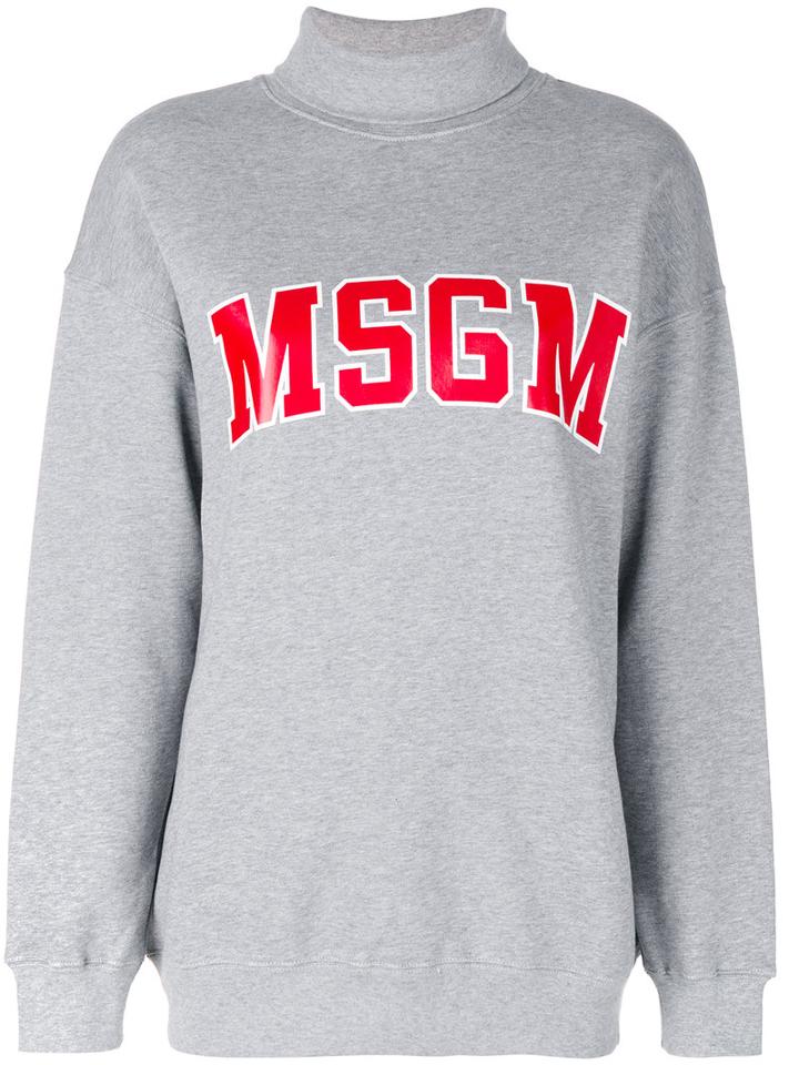 Msgm - Roll Neck Sweatshirt - Women - Cotton/viscose - L, Grey, Cotton/viscose