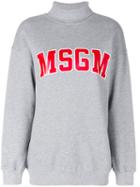 Msgm - Roll Neck Sweatshirt - Women - Cotton/viscose - L, Grey, Cotton/viscose