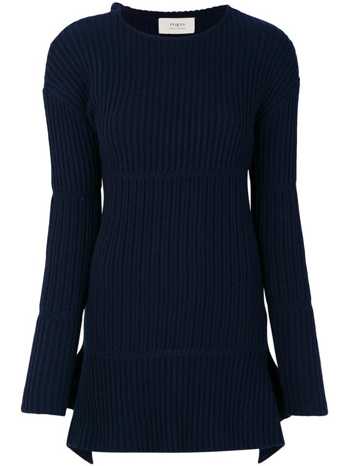Ports 1961 Long Flared Sweater - Blue