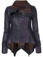Rick Owens - Trapeze Hem Biker Jacket - Women - Silk/cotton/leather - 42, Pink/purple, Silk/cotton/leather