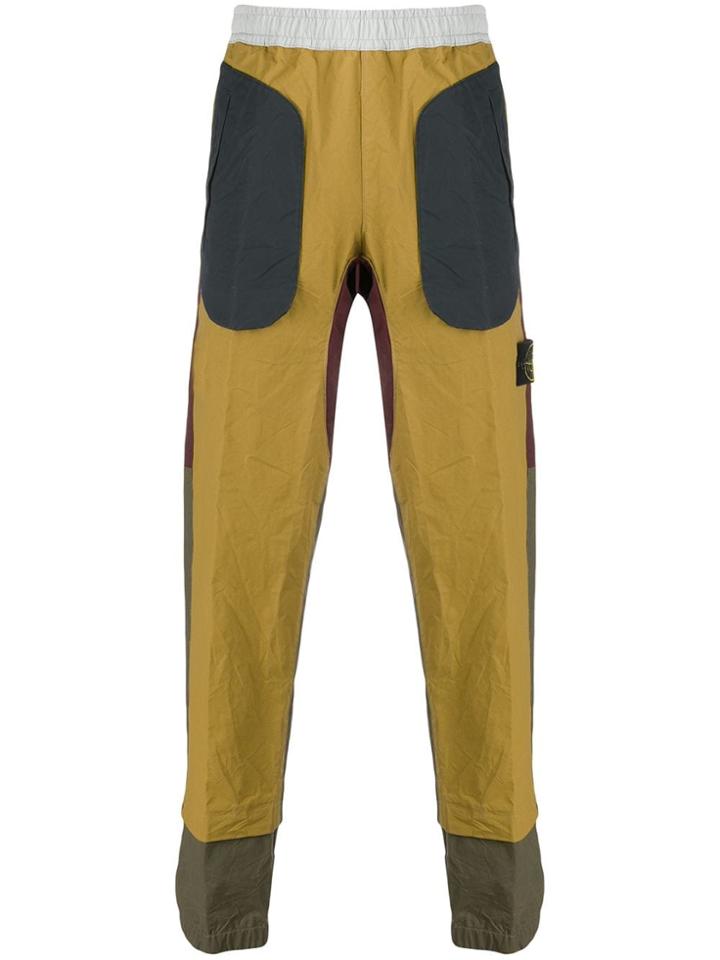Stone Island Colour-block Tiered Trousers - Yellow