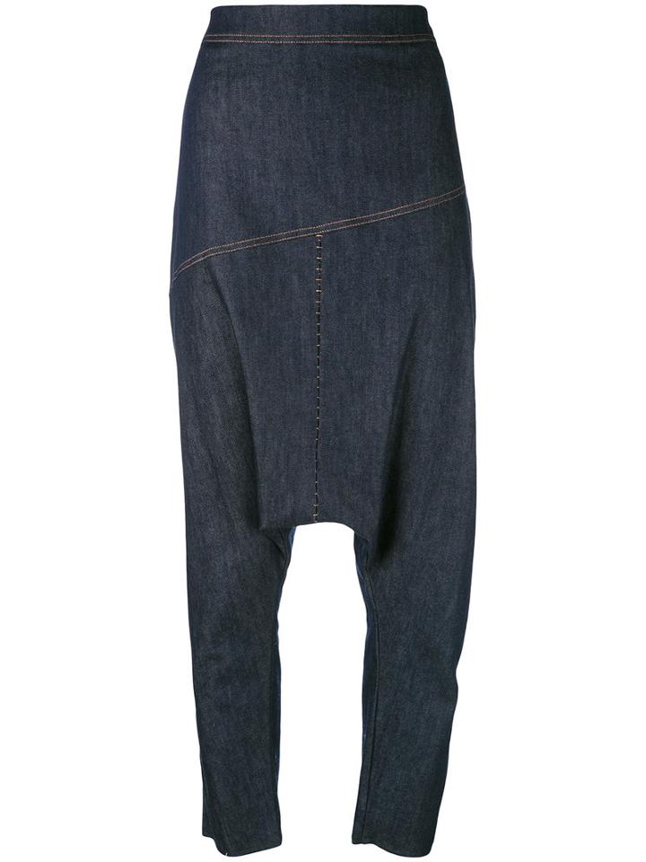 Nostra Santissima - Crop-drotch Jeans - Women - Cotton - 42, Blue, Cotton