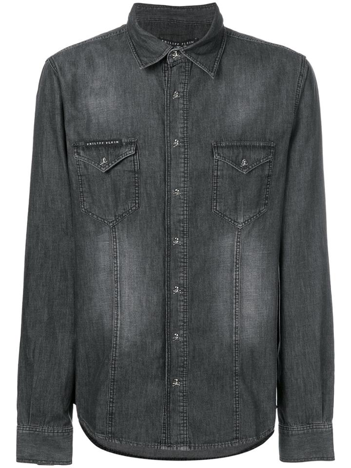 Philipp Plein Counting Denim Shirt - Grey