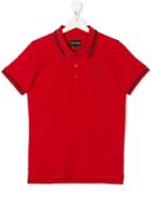 Emporio Armani Kids Teen Striped Trim Polo Shirt - Red
