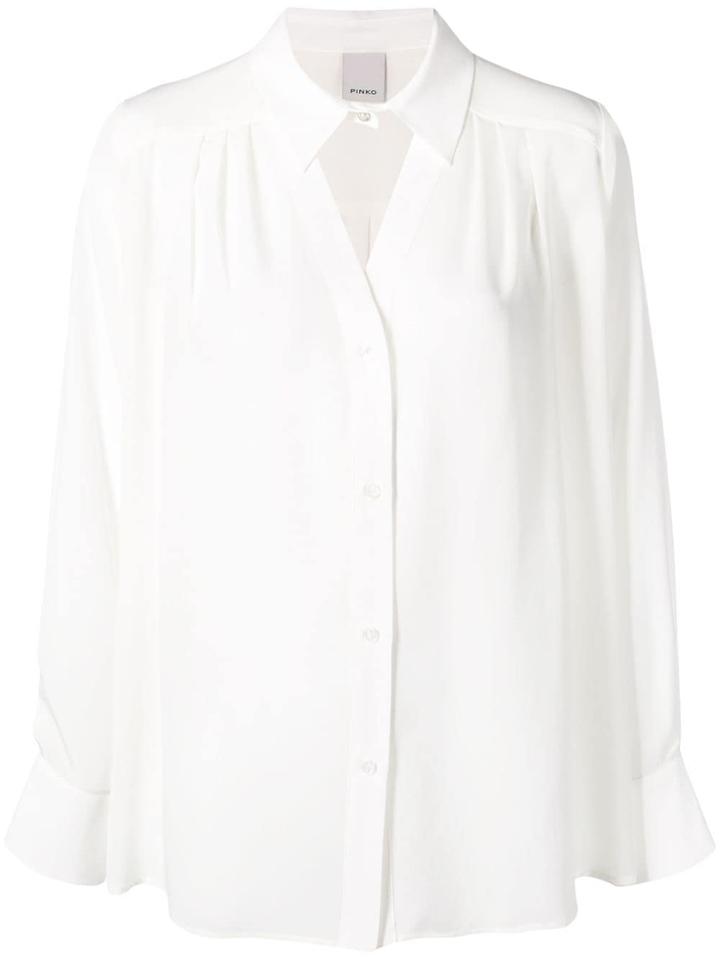 Pinko Oversized Shirt With Cut Out Neckline - White