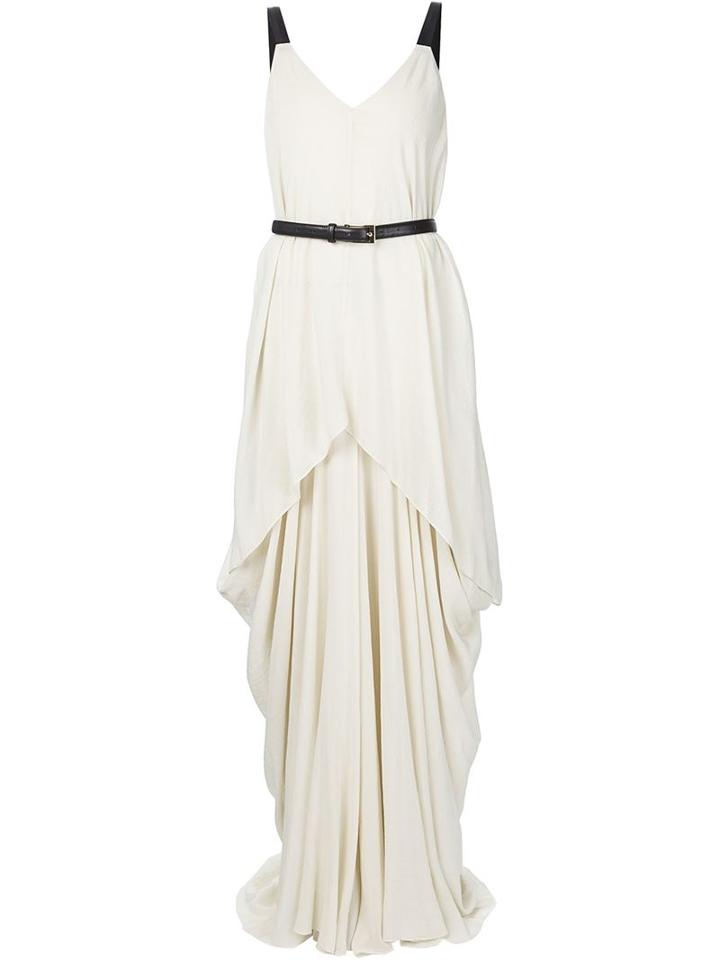 Vera Wang Draped Belted Gown, Women's, Size: 6, White, Silk/cotton
