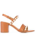 Tory Burch Emmy Pearl Embellished Sandals - Brown