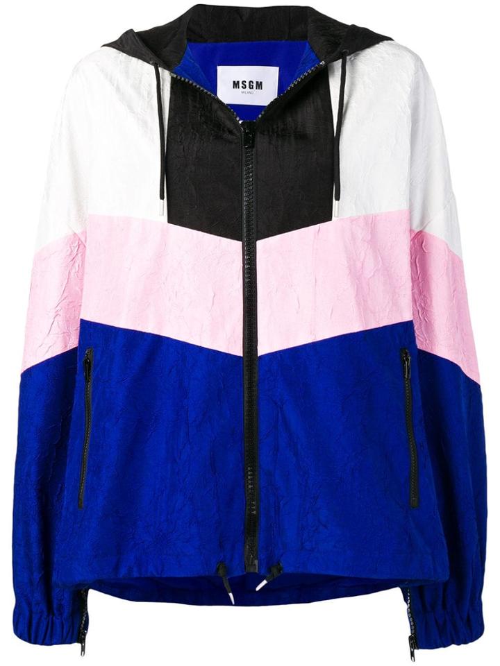 Msgm Oversized Colour Block Jacket - Blue