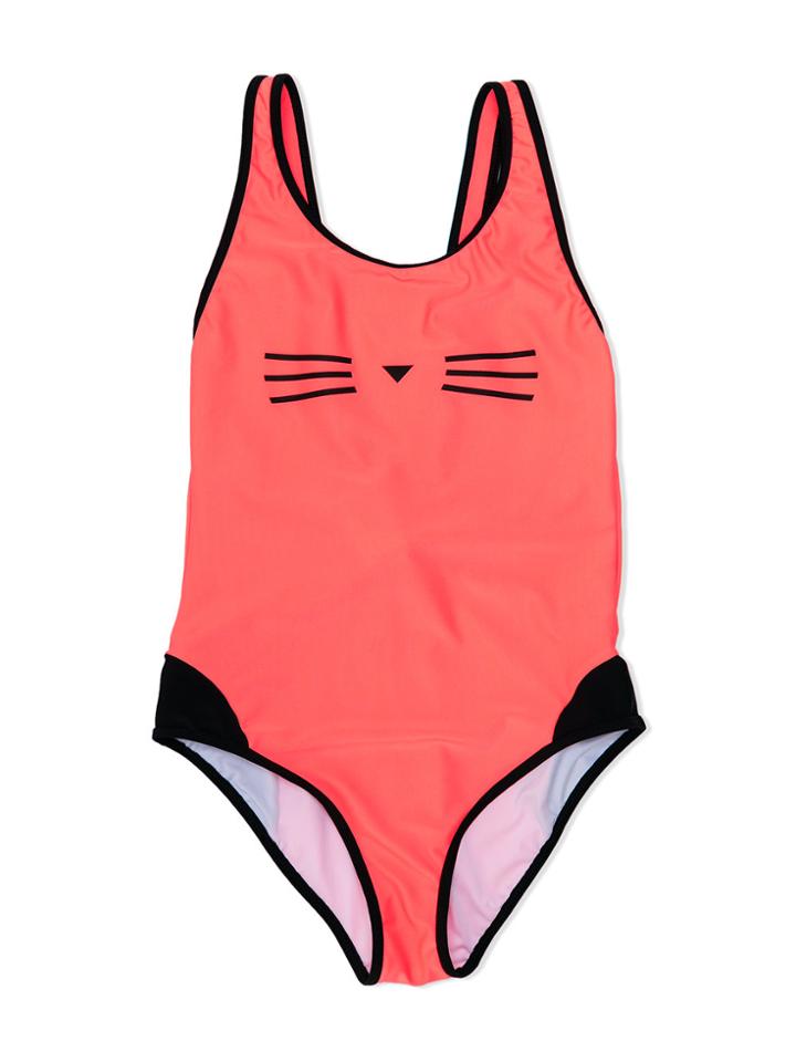 Karl Lagerfeld Kids Teen Choupette Print Swimsuit - Pink & Purple