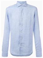 Xacus Denim Button-up Shirt, Men's, Size: 40, Blue, Linen/flax