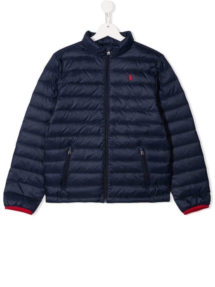 Ralph Lauren Kids Embroidered Logo Padded Jacket - Blue