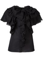 Givenchy Broderie Anglaise Ruffle Trim Top - Black