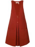 Chloé - Patch Pocket Pinafore Dress - Women - Silk/virgin Wool - 38, Brown, Silk/virgin Wool