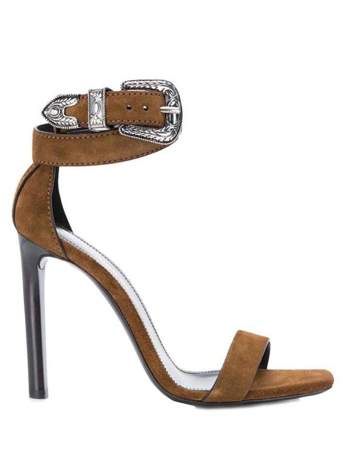 Saint Laurent Western Buckle Sandals - Brown