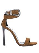 Saint Laurent Western Buckle Sandals - Brown