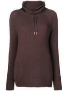 Barbour Drawstring Neck Ribbed Sweater - Brown