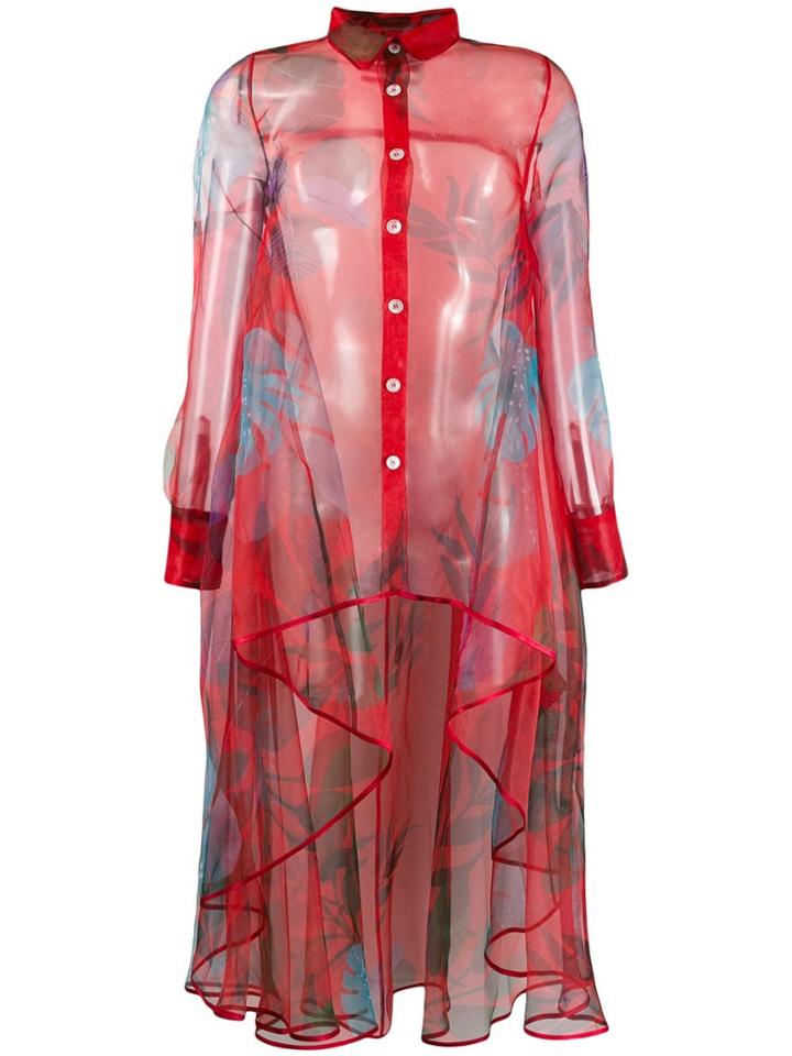F.r.s For Restless Sleepers Sheer Foliage Print Shirt - Red