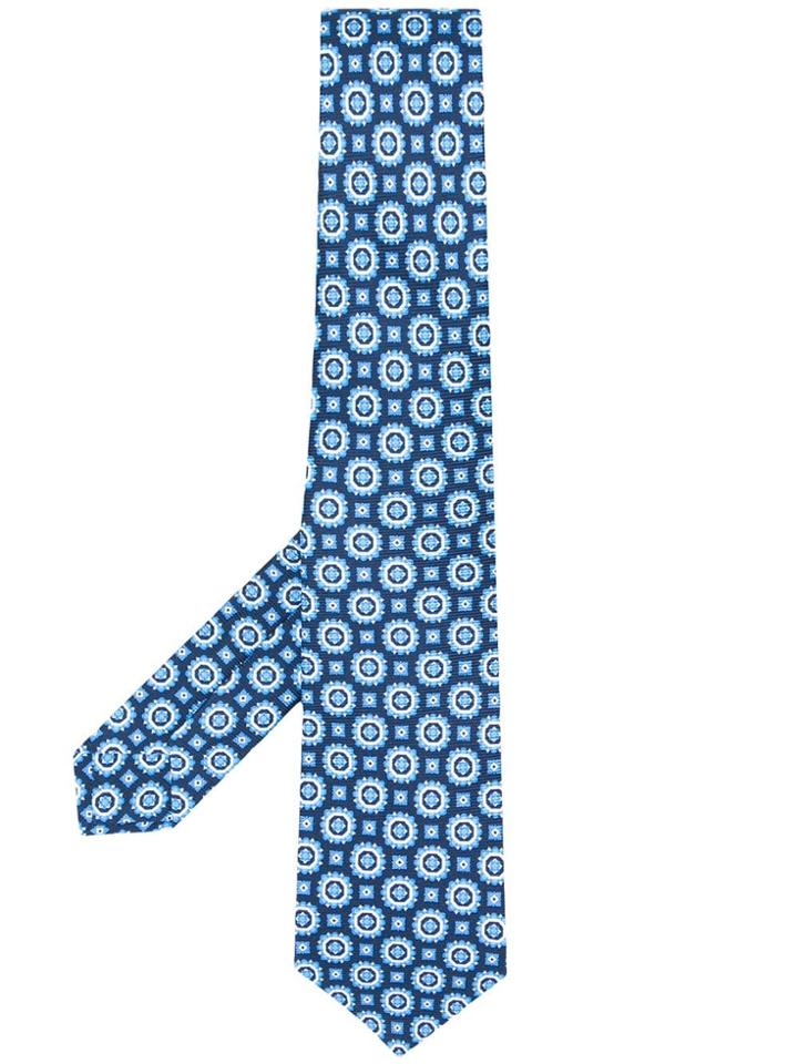 Kiton Circle And Square Print Tie - Blue